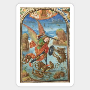 Saint Michael medieval illustration Sticker